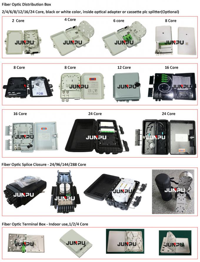 مجموعة معدات الألياف البصرية FTTH Box 16 توزيع الألياف البصرية الأساسية ABS الصندوق الأسود IP65 6