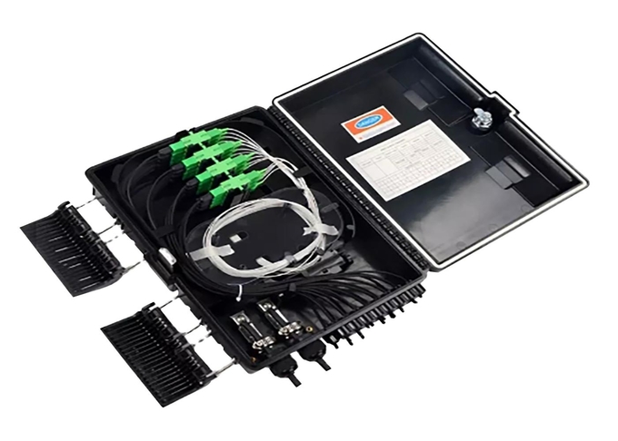 مجموعة معدات الألياف البصرية FTTH Box 16 توزيع الألياف البصرية الأساسية ABS الصندوق الأسود IP65 0
