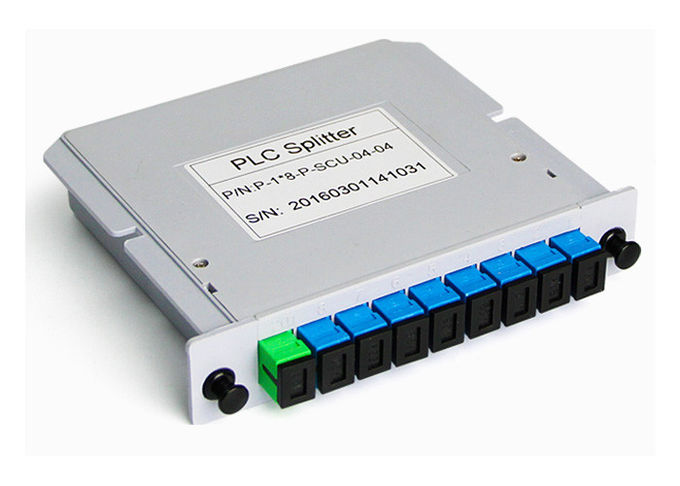 Plc Fiber Optic Splitter وضع أحادي الفاصل الألياف الضوئية 1x8 0